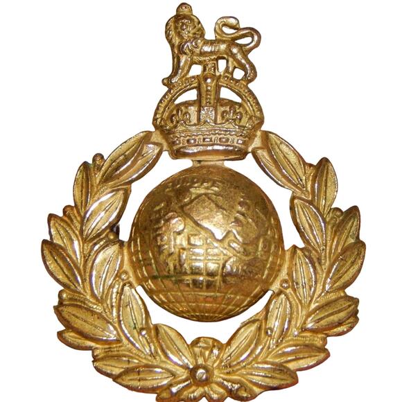 Original WWI British Royal Marines Kings Crown Cap Badge - Picture 1 of 12